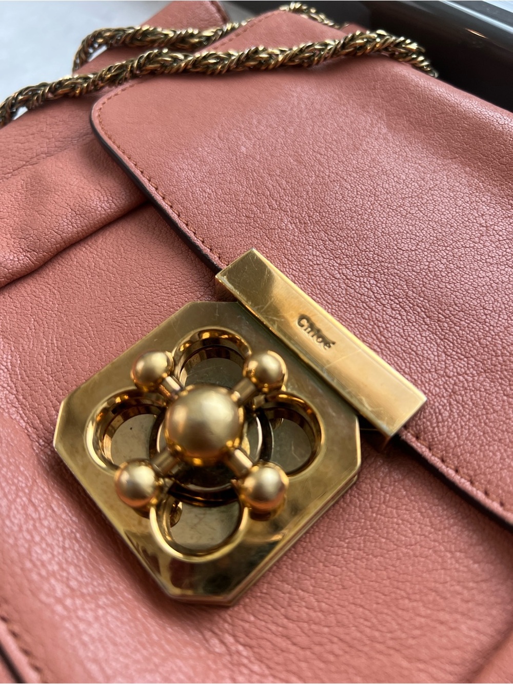 Authentic Chloe Elsie shoulder/crossbody bag with Gold Hardware, rust-clay color - Picture 9 of 13
